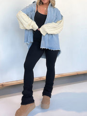 MARCELEN Mia Sweater Sleeve Denim Ceket