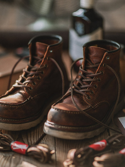 MARCELEN Leather Moc Toe Work Boots