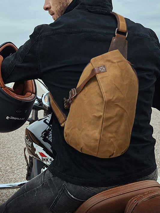 MARCELEN Waxed Canvas Chest Bag